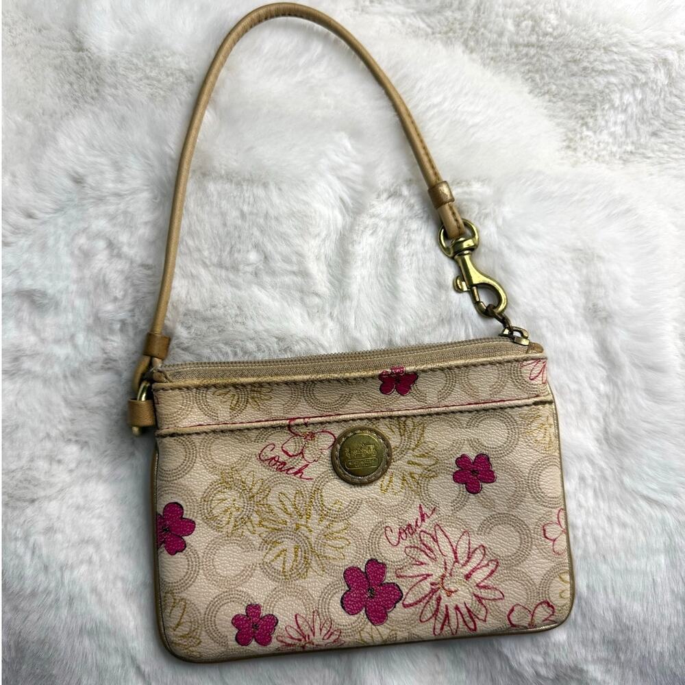 COACH Coated Canvas Signature Floral Wristlet